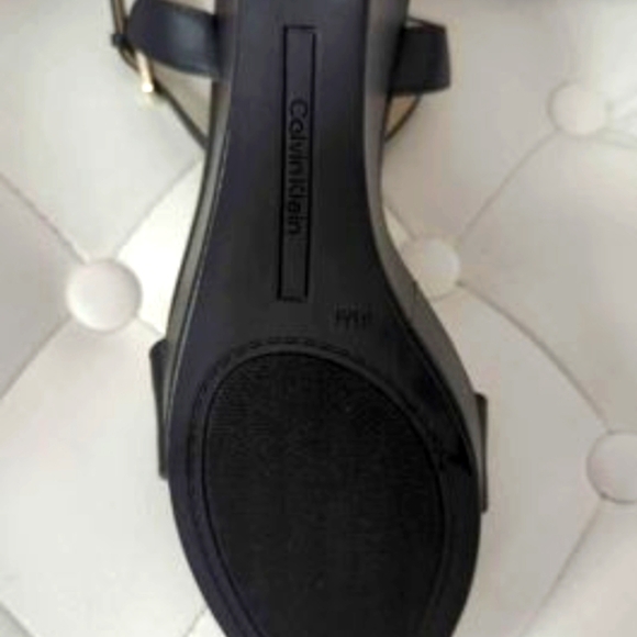 Calvin Klein Black Wedge Sandals - Picture 2 of 4